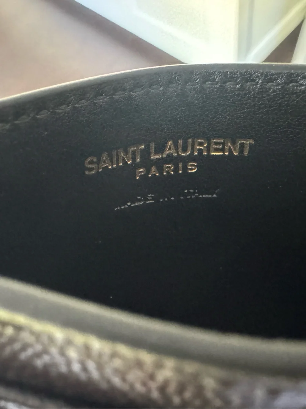 Saint Laurent Black Leather Card Holder with Gold YSL Emblem
